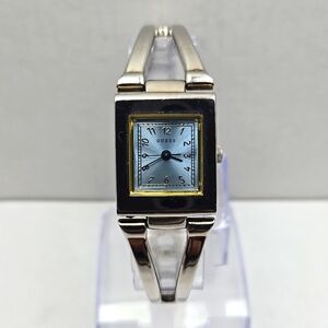 Womens Guess Watch Silver Tone Tank Silver Tone Bracelet Blue Dial New Battery